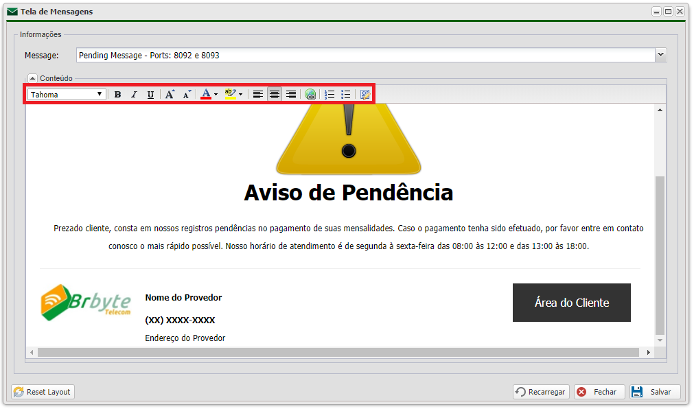 Controllr app configurações configuração do sistema tela de mensagens editar.png